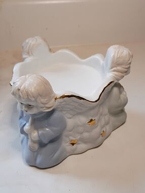 Autom  Porcelain Candle Holder Pastel Three Kneeling Angels